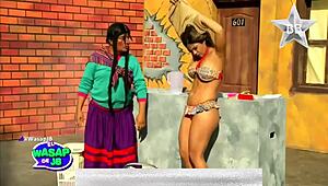 sexy peruvian latina gabriela serpa strips from bikini in hot tease