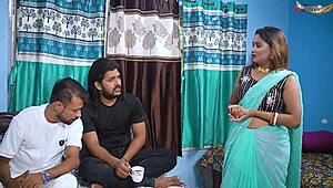 oh god desi mallu bhabi gets pounded hard by two debars in double penetration threesome