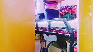 Desi housewife sneaks dirty fucking session with storekeeper's telugu talks