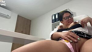 secretary gets busted by boss and fucked hard on office desk to keep her job