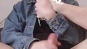 Slave's asshole masturbation under bdsm master's watch