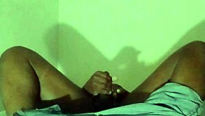 masturbating squid position on new white bed spreading ass