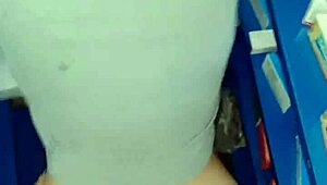 Intimate amateur couple sneaks sensual standing sex in the storage depot.