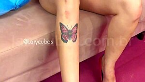 wow lary cubas stuffs that huge carrot deep in her pink pussy!