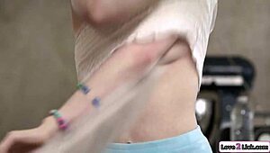 Tattooed Stepmom Gets Ass Licked by Petite Stepdaughter