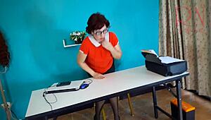 Sexretary Flashes Wet Pussy Under Office Desk on Security Cam