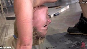 blond slave gags hard in my inverted suspension bondage deepthroat... ugh!