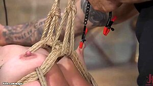 blond slave gags hard in my inverted suspension bondage deepthroat... ugh!