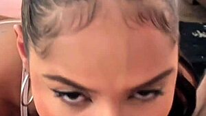 Petite latina teen slams sloppy deepthroat rimjob POV cum gulp