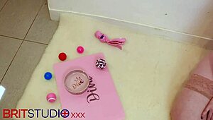 Submissive Girl Next Door Eats Cum from Bowl in Lingerie Gloryhole