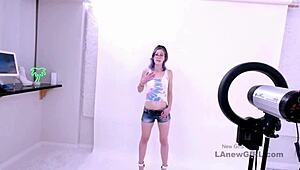 Shy purple-haired model pounded hard during intense POV modeling audition fuck