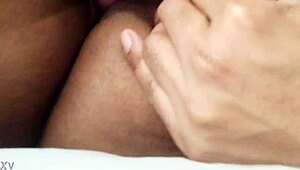 Desi girlfriend moans loud as friend licks her wet pussy and clit close-up in hotel!