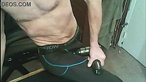 Skinny Old Ass Bound in Leggings Stretched by Massage Gun