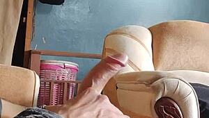 young latina teases panties during intimate living room play