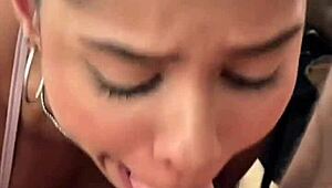 Petite latina teen slams sloppy deepthroat rimjob POV cum gulp