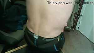 Skinny Old Ass Bound in Leggings Stretched by Massage Gun