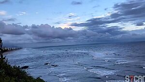 Bold anal pounding with lingerie crossdressing african shemale outdoors in public