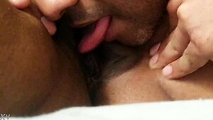 Desi girlfriend moans loud as friend licks her wet pussy and clit close-up in hotel!