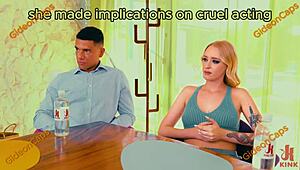 Blonde bound in bondage takes rough fisting deep in big ass from maledom master