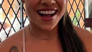 Petite latina teen slams sloppy deepthroat rimjob POV cum gulp