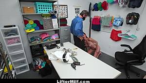 hot milf shoplifter caught punished with burglar domination in garage