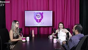 hot blonde and redhead strippers get tantric massage turning lesbian swingers