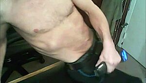 Skinny Old Ass Bound in Leggings Stretched by Massage Gun