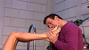 Blonde Babe in Bikini Delivers Deepthroat Foot Fetish Before Doggystyle Pounding