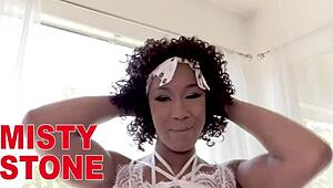 Misty Stone Sexy Ebony Deepthroats Huge Cock And Swallows Massive Cum Load