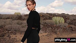 extra skinny russian brunette taya vai poses nude outdoors