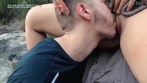 Brazilian couple fucks outdoor public trail ride cowgirl deepthroat cumshot