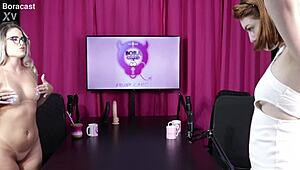 hot blonde and redhead strippers get tantric massage turning lesbian swingers