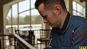 I caught mature brunette granny bent over sofa doggystyle sniffing sex smell in stockings