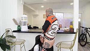 colombian slut karina miller rides best friend's husband cock deep... her wet pussy grips tight!