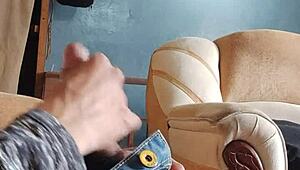 young latina teases panties during intimate living room play