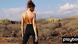 extra skinny russian brunette taya vai poses nude outdoors