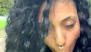 gulping cum daytime in buenos aires public park