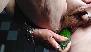 hey oma, ever wonder how that hairy granny beaver gets fucked by a cucumber?