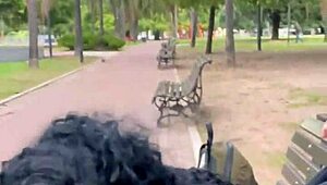 gulping cum daytime in buenos aires public park
