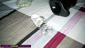 asian ladyboy paula's perfect ass shines in sensual sex massage and anal play