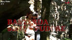 Redhead milf sucks cock then takes outdoor facial cumshot from stranger