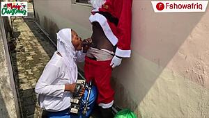 long dick santa claus fucks fat ebony wet pussy doggystyle outdoor christmas