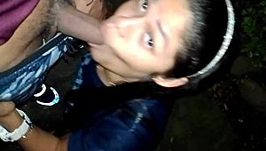 Cheating Wife Sucks Cock in Park Before Creampie Motel Fuck