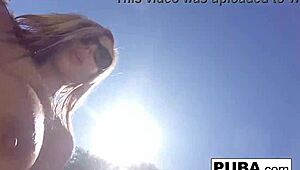 Olivia dives nude into pool fingering her milf pussy and squeezing big tits for summer orgasm blast!