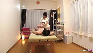 old perv nails skinny teen at uncensored japanese massage parlor