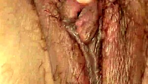 chubby latina's fat hairy pussy up close in amateur pov closeup