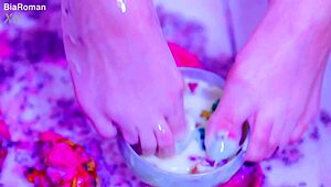 her sexy toes get drenched in messy squirting deepthroat action with bia roman