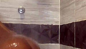 Shivering in Cold Water Yet This Fat Teen Whore Heats Up the Shower with Toys