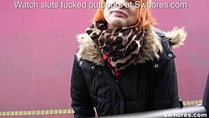Amateur Redhead Czech Street Whore Sucks Outdoor Cock Deep