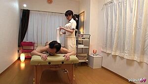 old perv nails skinny teen at uncensored japanese massage parlor